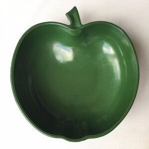 Hazel Atlas Apple Shape Serving Bowl Milk Glass Orchard Green Vintage MCM Retro
